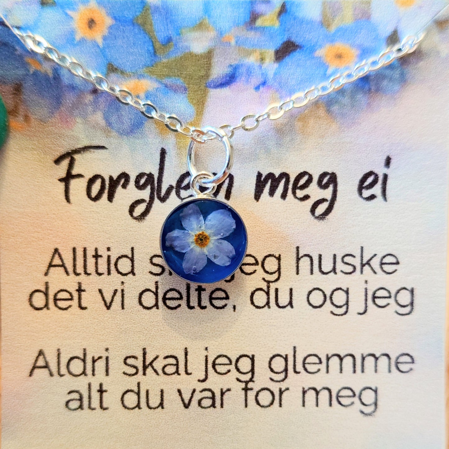 Forglemmegei rundt anheng